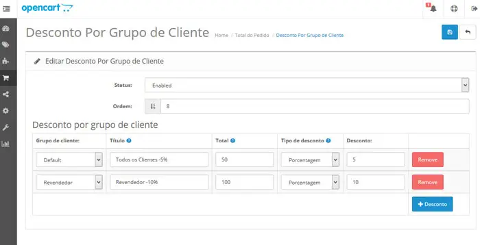 Desconto Por Grupo de Cliente admin
