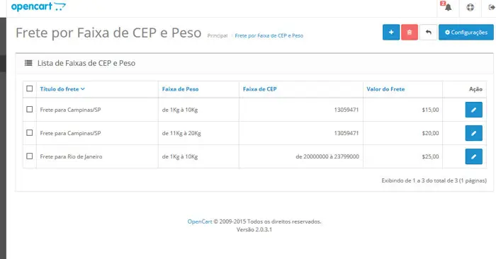 Frete por CEP ou Faixa de CEP com Base no Peso admin