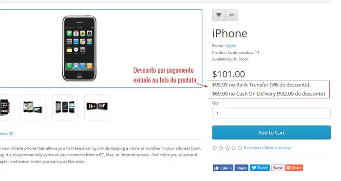 Desconto por forma de pagamento no produto